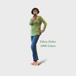 Eileen Fisher Green Light Sweater 100% linen